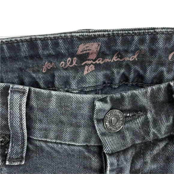 7 For All Mankind Jeans Women's Sz 24 Black Denim Carolyn Skinny Cropped Raw Hem - Picture 6 of 12